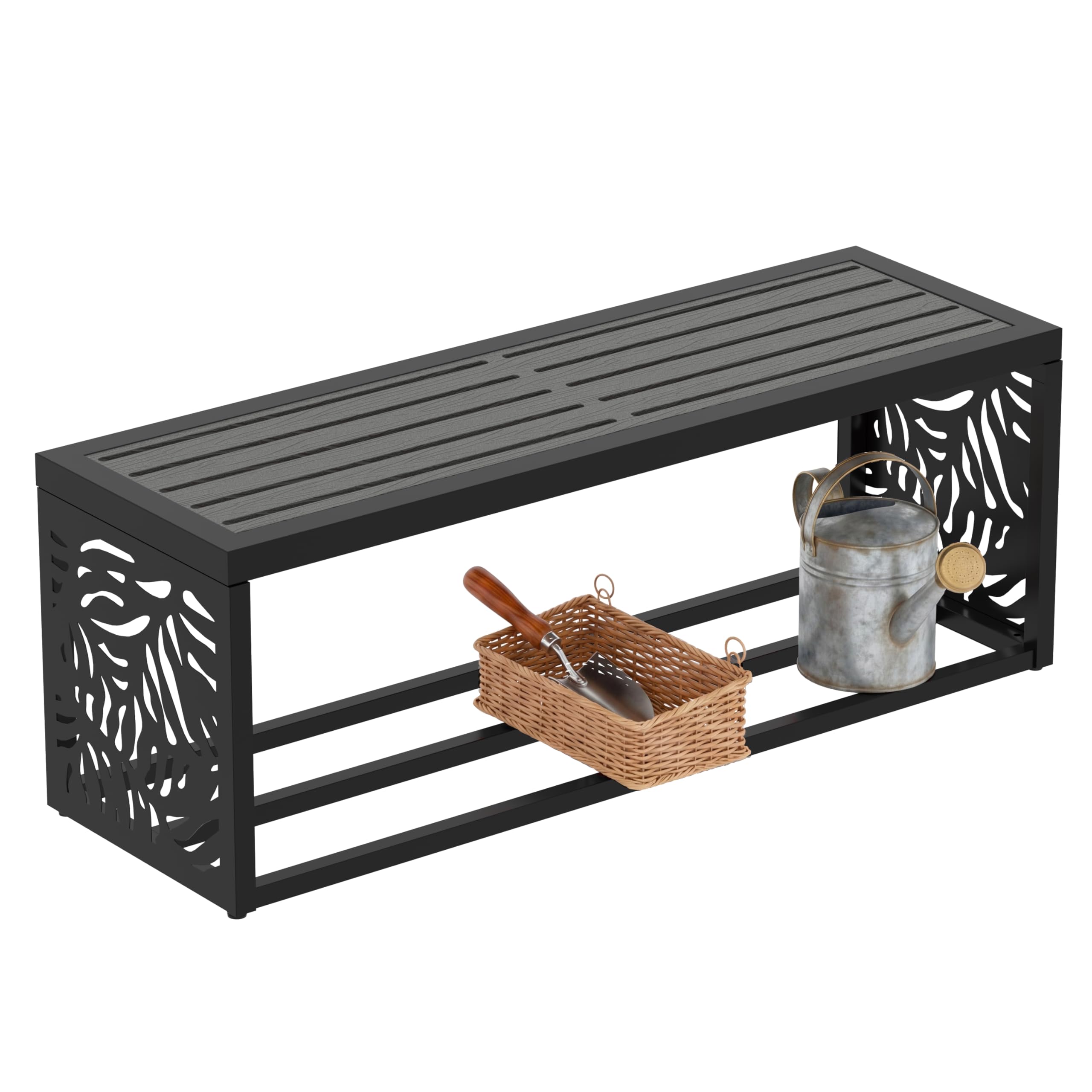 Photo 1 of Orbotots 47" Outdoor Storage Bench, HDPE Seat, Steel Frame, Summer