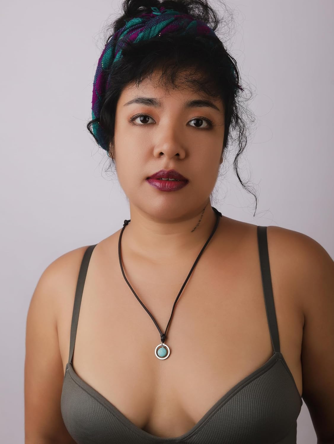 MINACHI Trendy Retro Hip-Hop Created Turquoise Stone Pendant Necklace with Leather Rope, Men's and Women's Accessory - Image 2