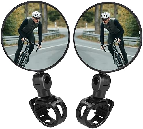 GROIC 2 Pack Bicycle Rearview Mirror 360° Adjustable Bending Handlebar Bike Mirror Wide Angle Rear View Mirrors Rotatable Acrylic Convex Mirror For Ride Safely Electric Bicycle Moped Cycling