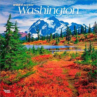 Washington Wild & Scenic | 2026 12 x 24 Inch (Hanging) Monthly Square Wall Calendar | Plastic-Free | BrownTrout | USA United States of America Pacific West Coast State Nature