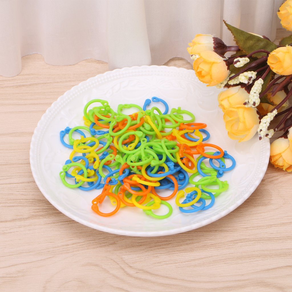 Ankexin 100Pcs Colorful Knitting Stitch Markers Crochet Locking Tool Craft Ring Marker