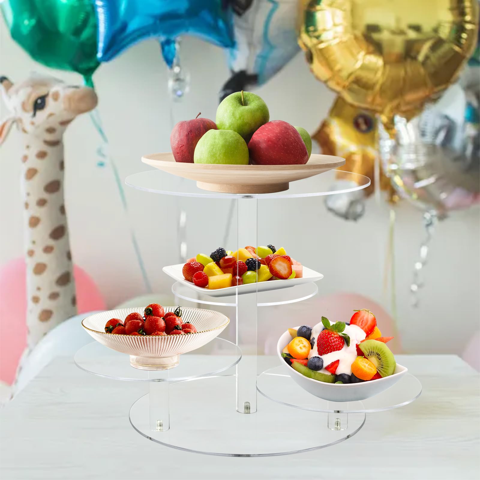 CECOLIC Présentoir à gâteaux en acrylique transparent à 4 étages pour mariage, anniversaire, bar, thé