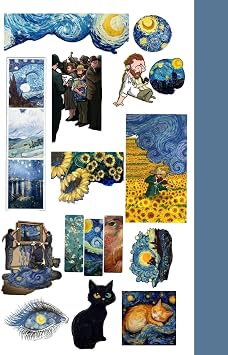 Van Gogh Sticker, Ajanda ve G nl k i in  kartma, Y ksek Kaliteli Ka t, Kendinden Yap kanl , 10x20 cm, Planlay c  ve Bullet Journal Dekorasyon, Sanatsal Tasar m