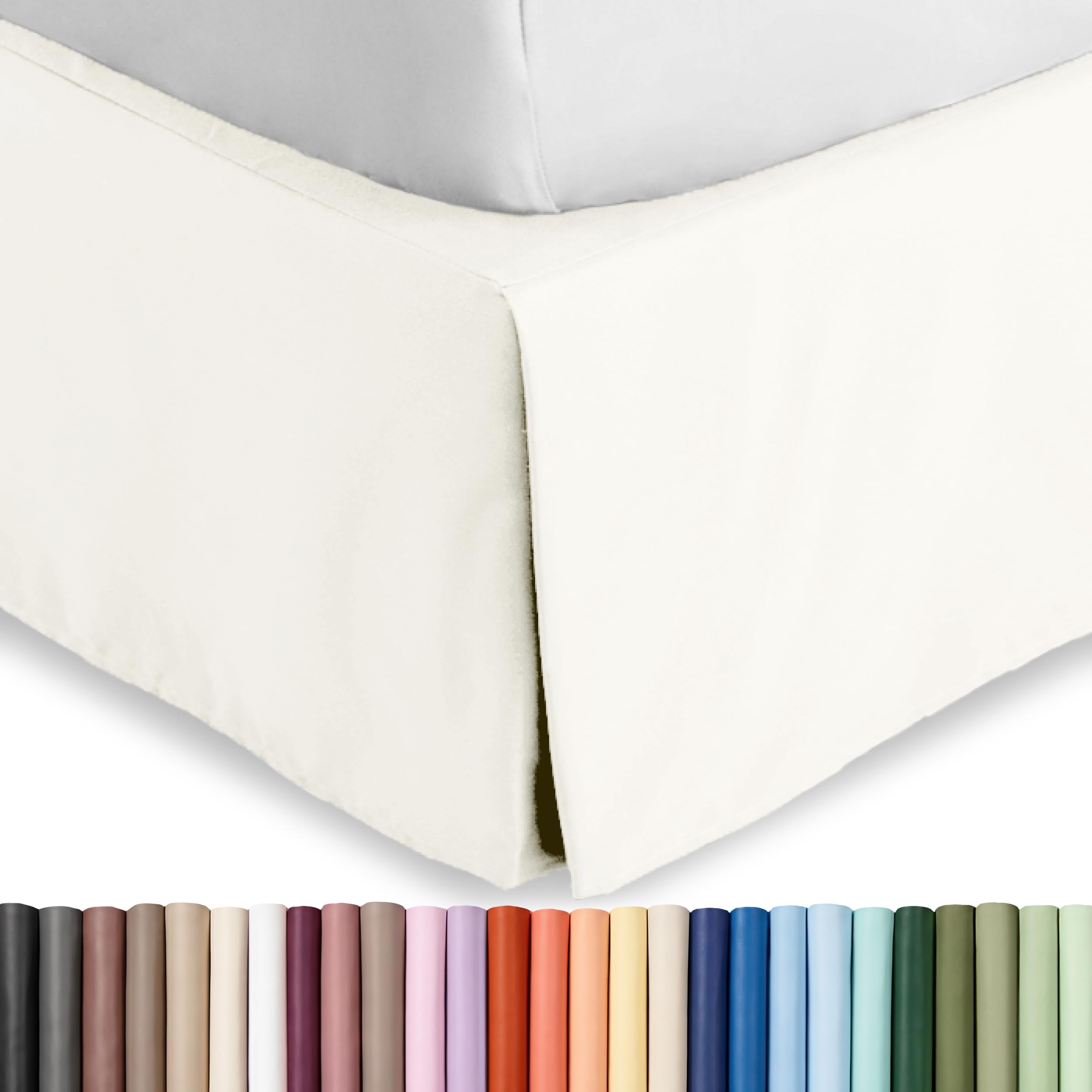 Bare Home Bed Skirt Double Brushed Premium Microfiber, 15-Inch Tailored Drop Pleated Dust Ruffle, 1800 Ultra-Soft, Shrink and Fade Resistant (Twin, Ivory)-picture-11