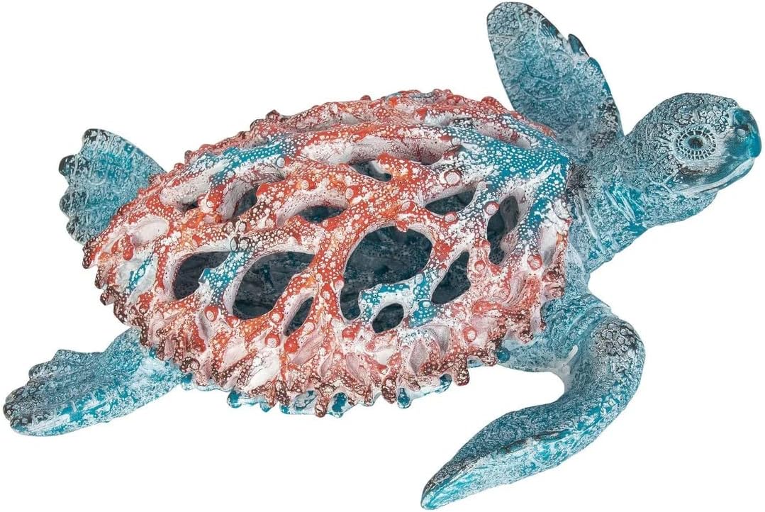 Sea Turtle Statue Garden Decor Tabletop Display and Wall Hanging Sea Turtle Sculpture Measures 16 in x 15 in (Green)