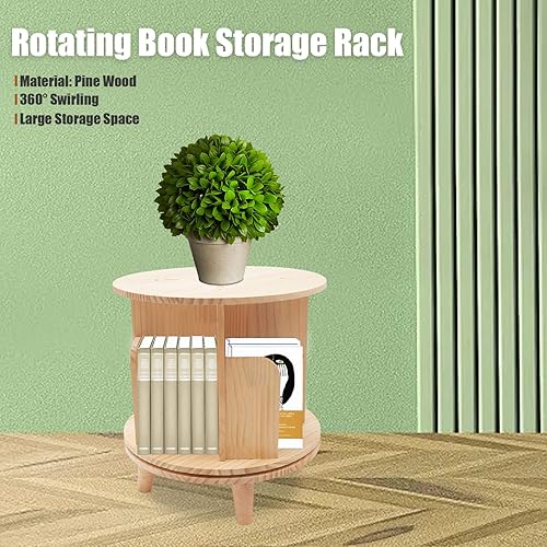 Miniatura 8 de DYRABREST Estantería de pie de 3 niveles con rotación de 360 con exhibición independiente de patas, estantería apilable para sala de estar (3