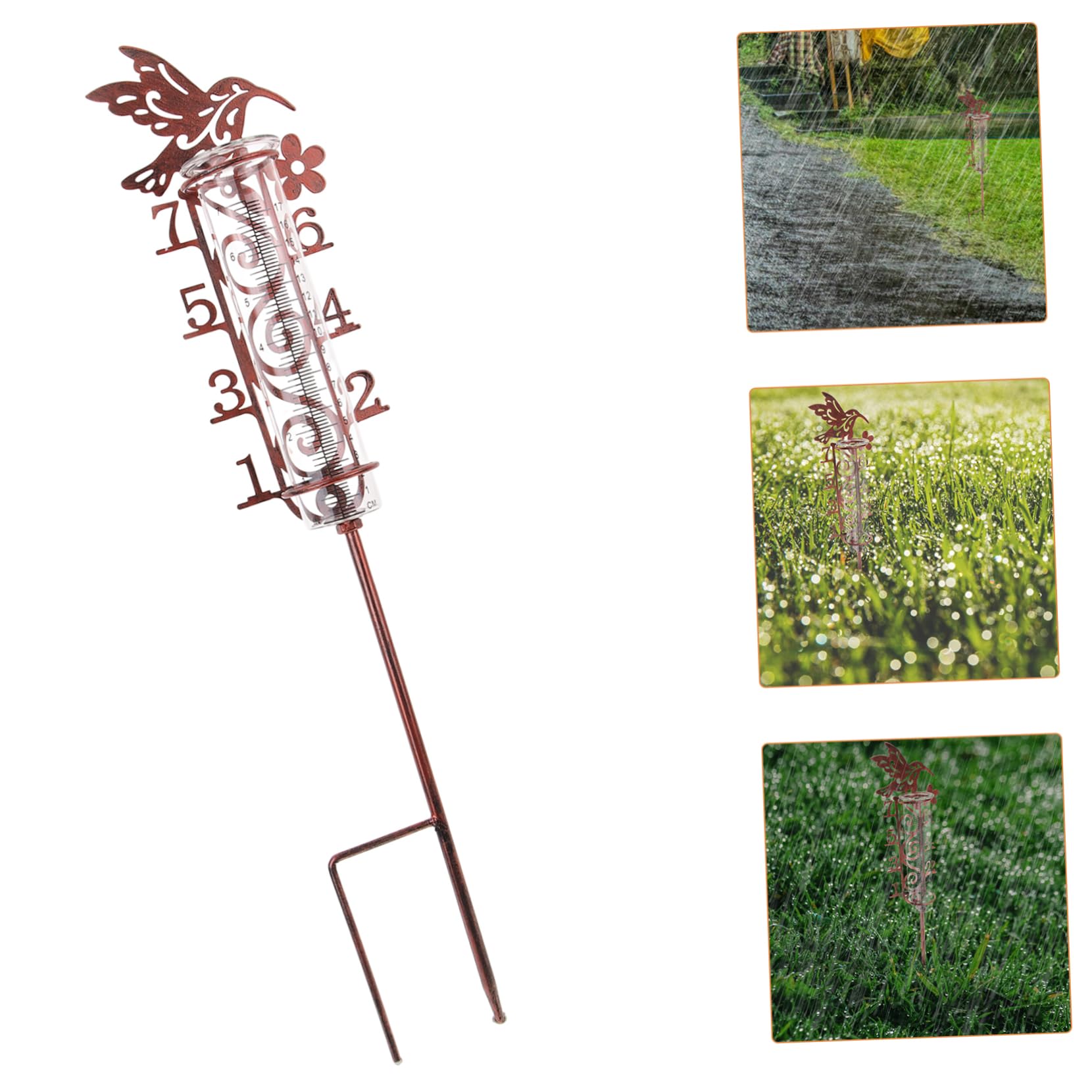 5stücke Rain Gauge Mit Metallpfahl Digitale Regenmessung Für Garten Und Outdoor-Bereich Kapazität Installieren Für Präzise Bewässerung Und Gartenpflege