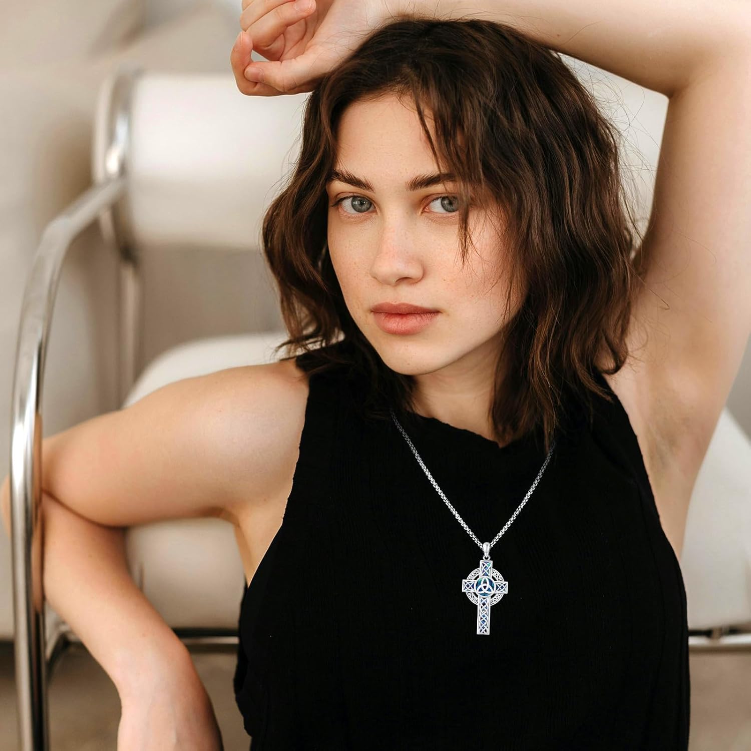 Celtic Cross Tree of Life Necklace for Women Sterling Silver Thor Hammer Tree of Life Pendant Irish Knot Cross Amulet Tree of Life Jewelry - Image 7