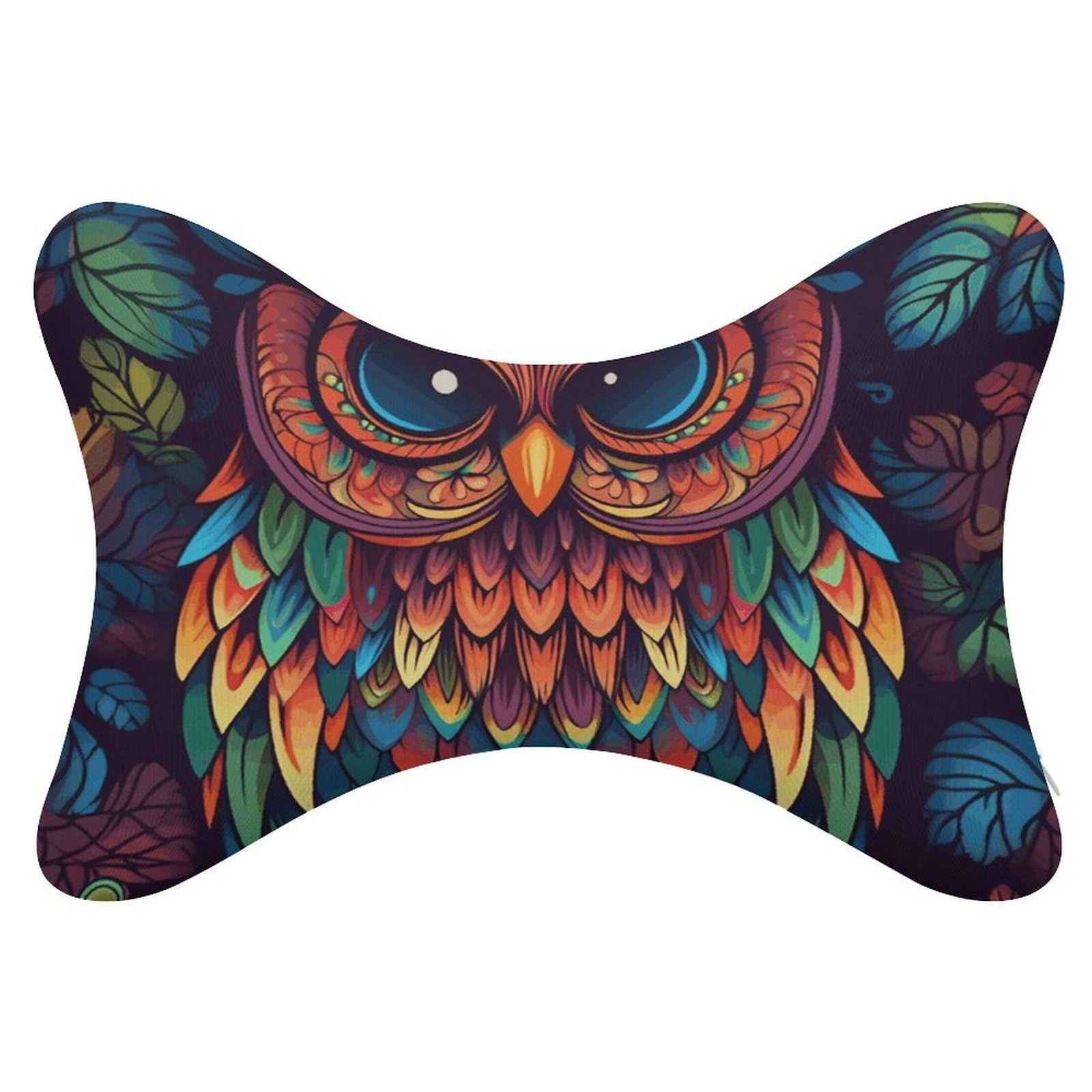 FekiLoot Color Owl Pattern Car Headrest Set of 2,Softness Memory Foam Car Neck Pillow with Breathable Removable Cover Car Neck Support Pillow Ergonomic for Driving, Office