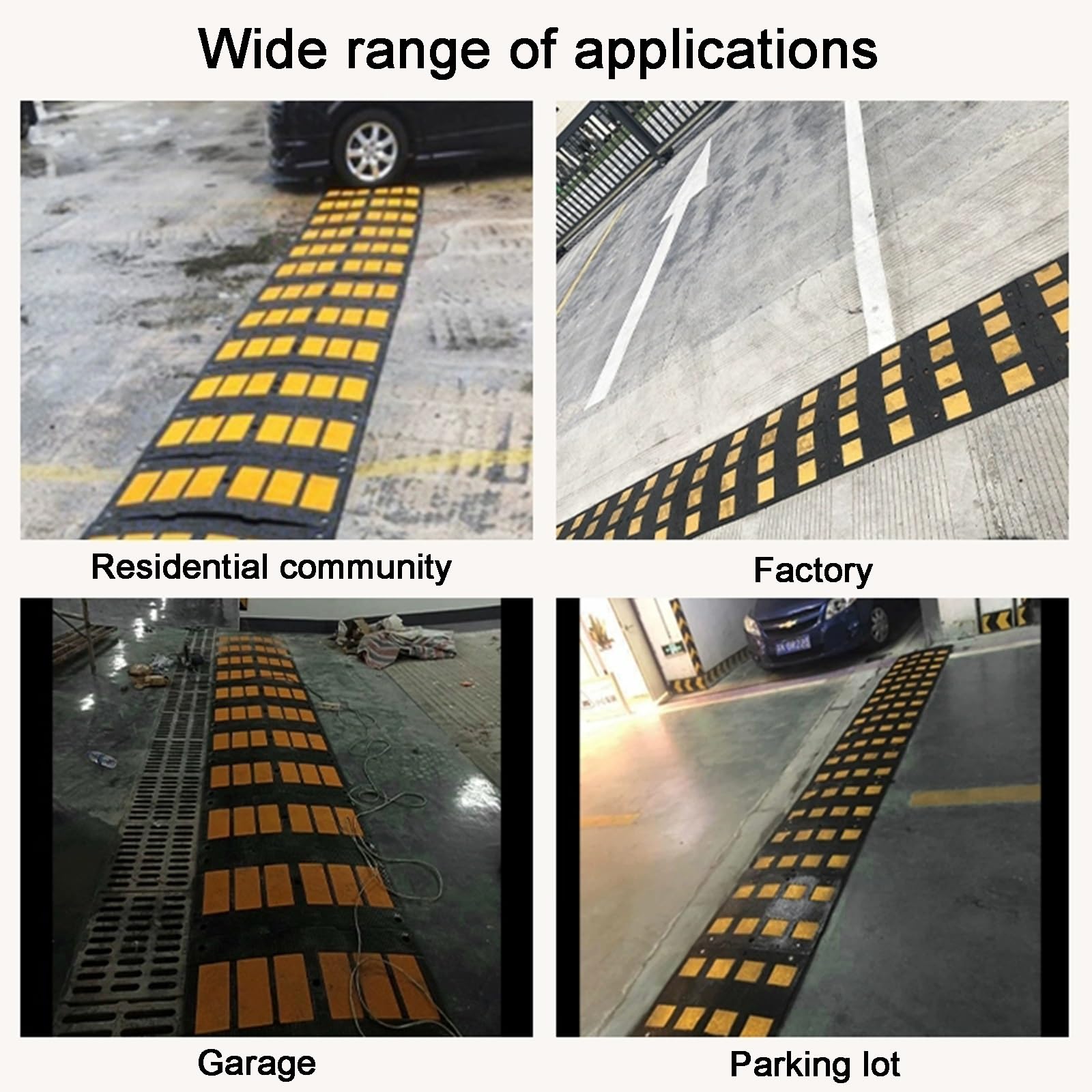 Reductores de Velocidad de Caucho, Reductor de Caucho Modulares con 10 Tornillos de Expansión, Capacidad de 100 Toneladas, 50x90x5cm, para Asfalto, Hormigón y Grava