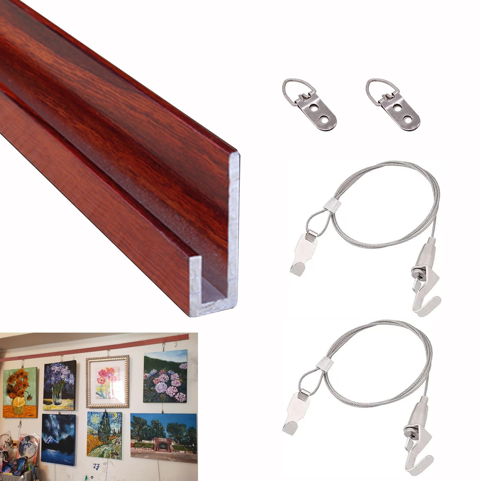 Kit para colgar marcos de fotos con alambre resistente, soporta hasta 66 libras para un montaje seguro en la pared y fácil instalación