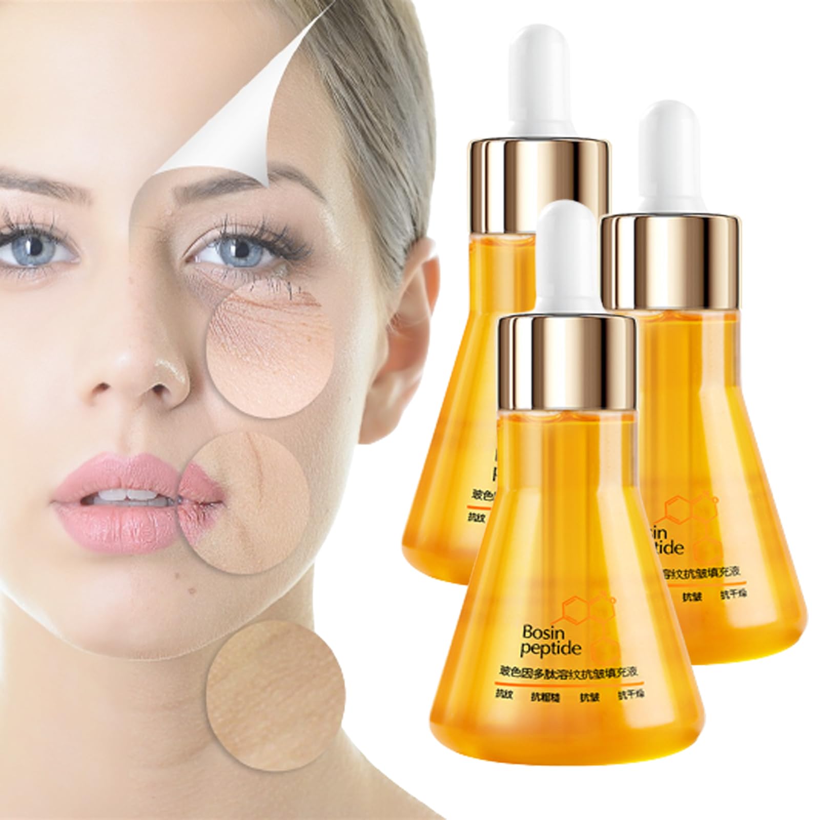 Flysmus Revitapeptide Reversal Serum, Copper Peptide Serum, Revita Reversal Serum, Bosin Peptide Wrinkle Dissolving and Anti_Wrinkle Filling Liouid, Anti Aging Facial Brightening Serum (3pcs)