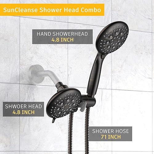 Miniatura 6 de SunCleanse Cabezal de ducha de mano de 9 modos de alta presión, cabezales de ducha negro mate con interruptor de pausa de encendidoapagado integrado