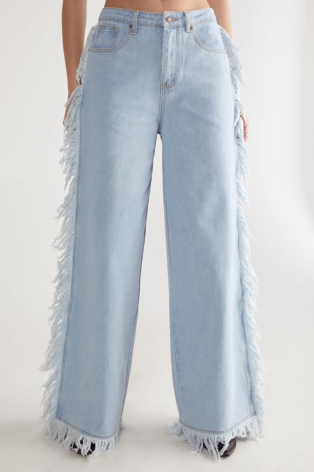 Nasty Gal Womens Frayed Edge Denim Jean - Image 2