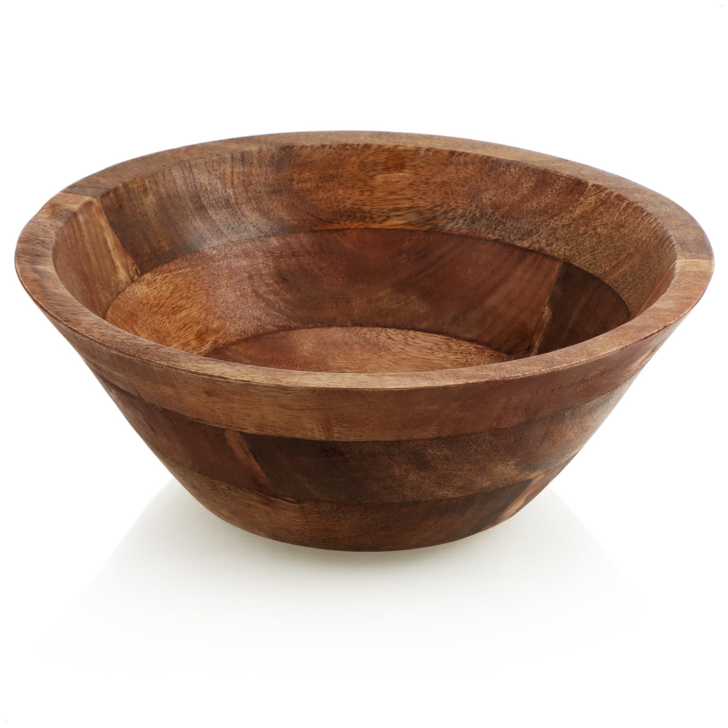 com-four® Bol décoratif en Bois d'acacia - Bol à Fruits Moderne - Bol à Snack Rustique Ø 29 cm - Bol de Service de Forme Conique - Décoration d'intérieur Naturelle en Bois - Saladier