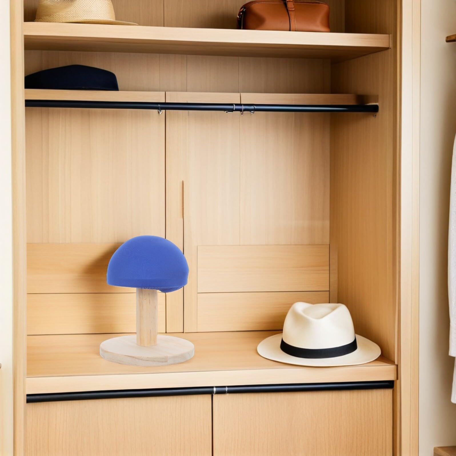 Asse da Stiro Mini Rotonda in Legno Blu per Maniche e Capi | Formato Compatto da Tavolo, per Cuciture e Dormitorio, Rivestimento Spugna