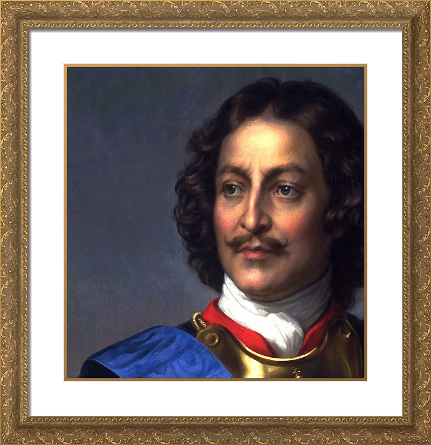 ArtDirect Delaroche, Paul 20x21 Gold Ornate Framed Art Print with Double Matting Titled: Peter the Great of Russia, Detail