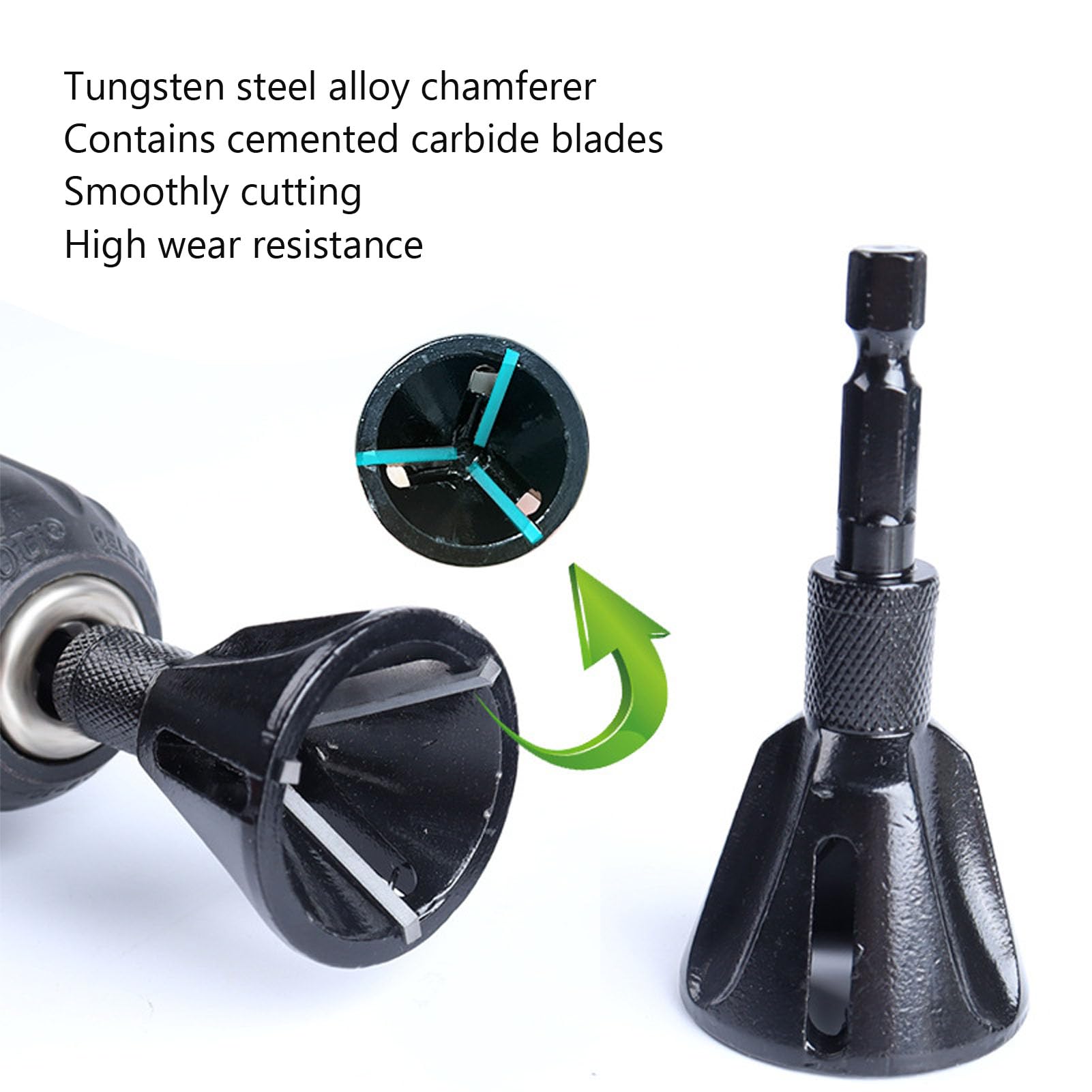 Outil D'ébavurage Et Chanfrein En Acier Tungstène - 2 Pièces, 3 Cannelures, Tige Hexagonale 1/4", 3-20 Mm