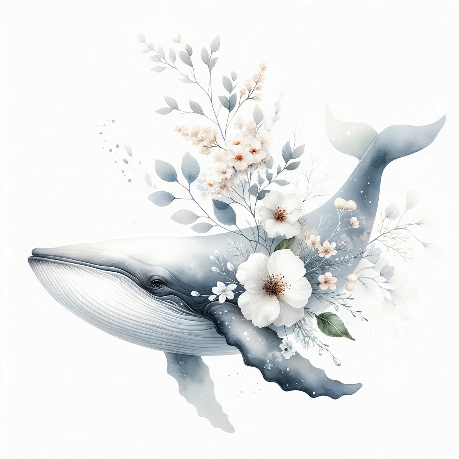 Papier peint panoramique enfants baleine grand format 260x260