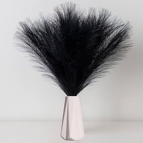 Hierba de pampa sintética, 18 pulgadas, hierba artificial de pampas, esponjoso, 5 tallos pomposos arreglos florales para decoración bohemia del