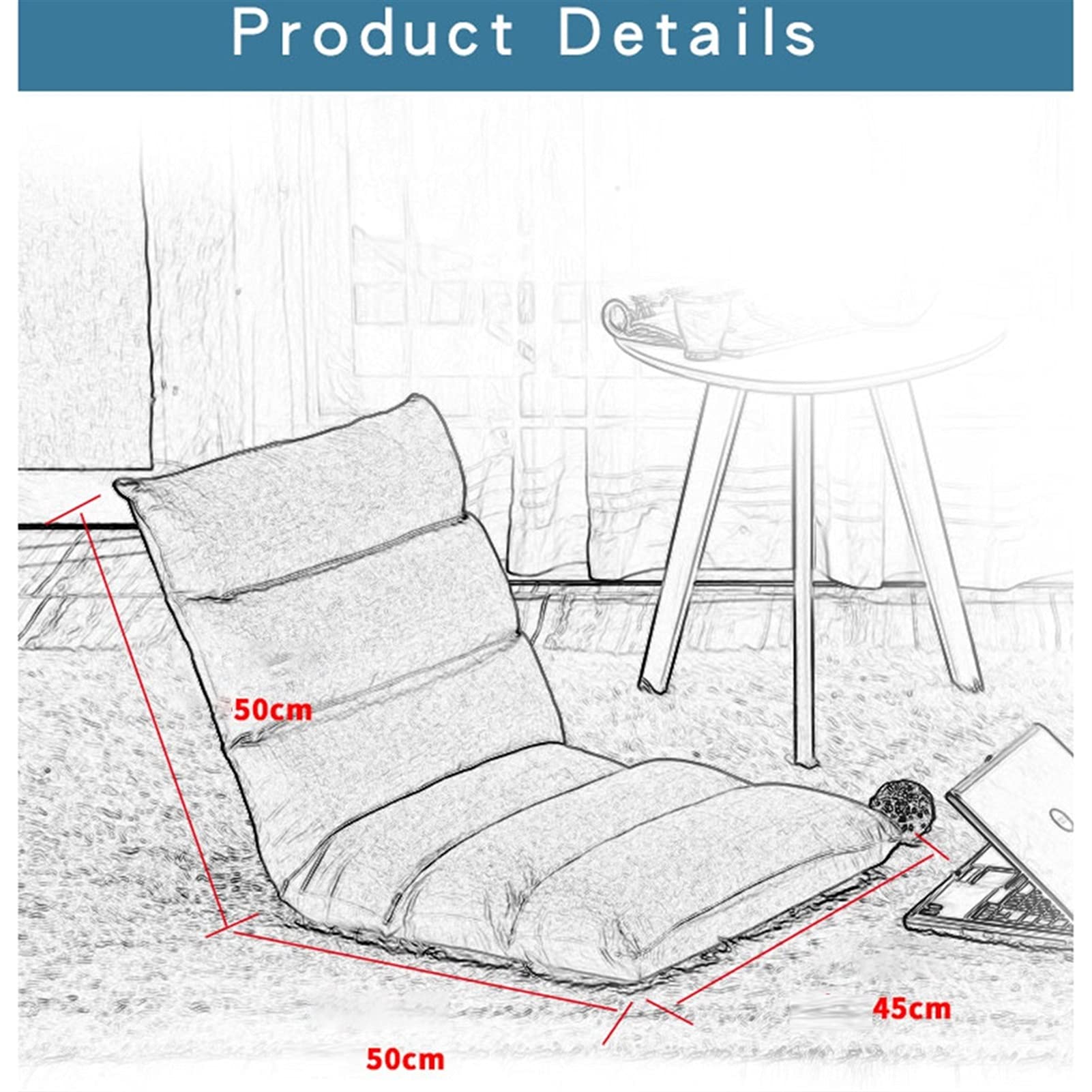 Silla Tumbona Plegable Meditación Algodón Transpirable 6 velocidades Ajustables Silla de Juego Dormitorio Sala de Estar Silla de Cubierta Peso del rodamiento 120kg Sillon Relax(Color:Naranja)