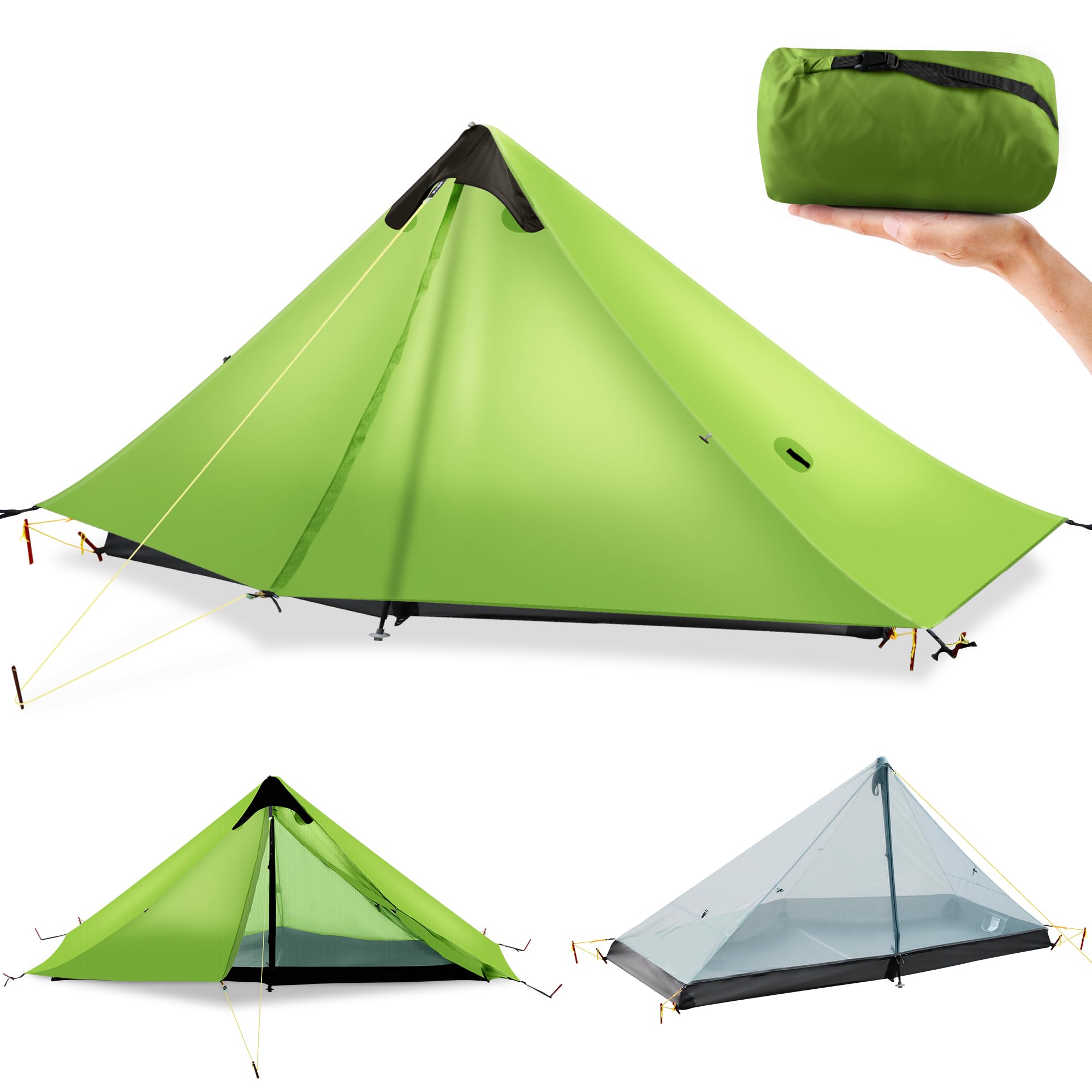 Ultralight Tent 3-Season Backpacking Tent 1 Person/2 Person Camping Tent, Outdoor Lightweight LanShan Camping Tent Shelter, Perfect for Camping, Trekking, Climbing, Hiking