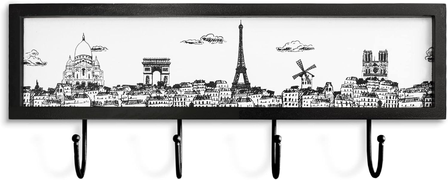 Decorada Paris Decor for Bedroom (4 Towel/Coat Hooks) Paris