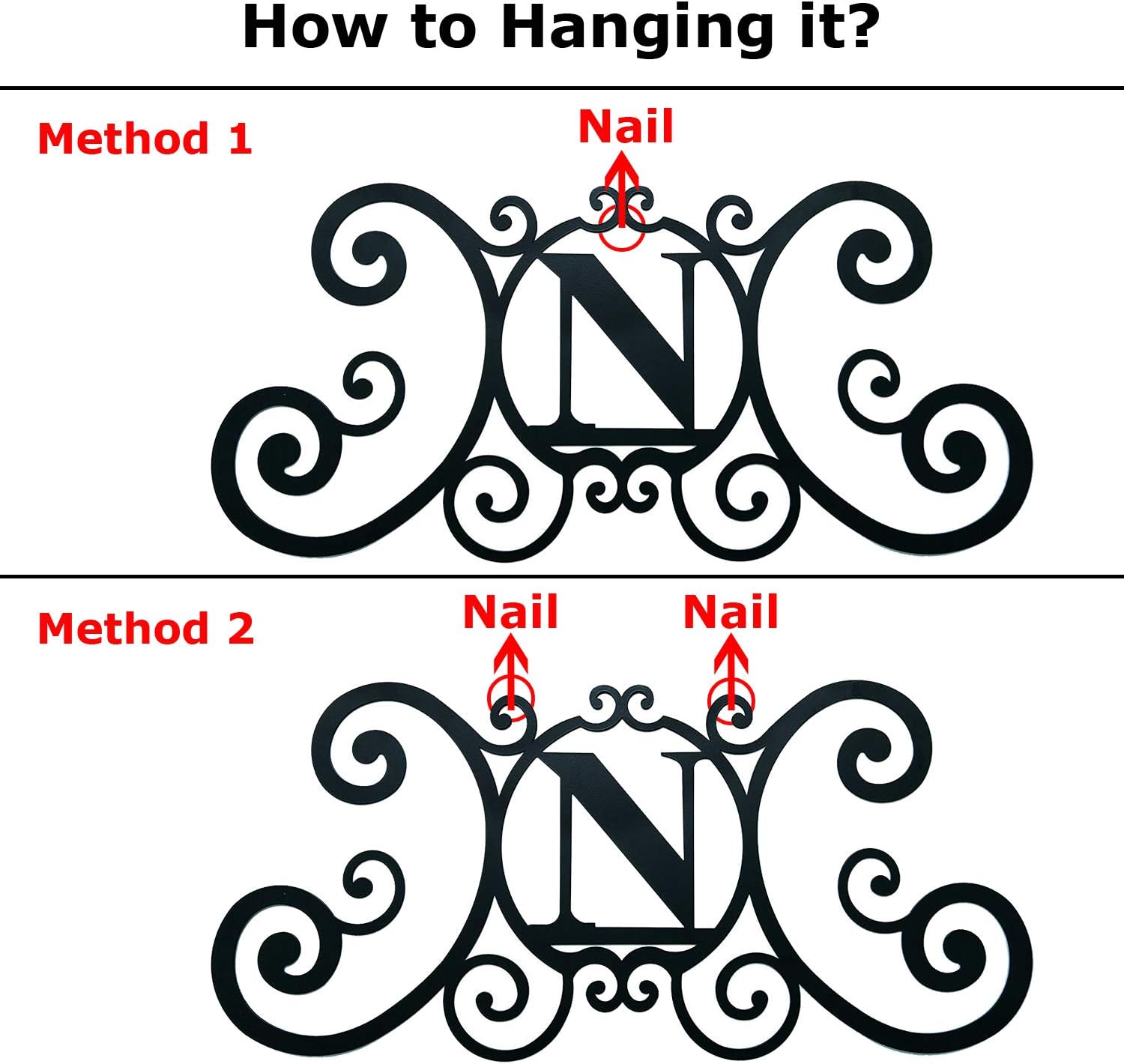 Wall Letters, 24” Monogram Letters Wall Decor, Large Decorative Letters Plaque, Last Name/Family Name Sign, Wrought Iron Hanging, Initial J for House Gate/Door/Foyer/Kitchen/Bedroom,House Warming Gift