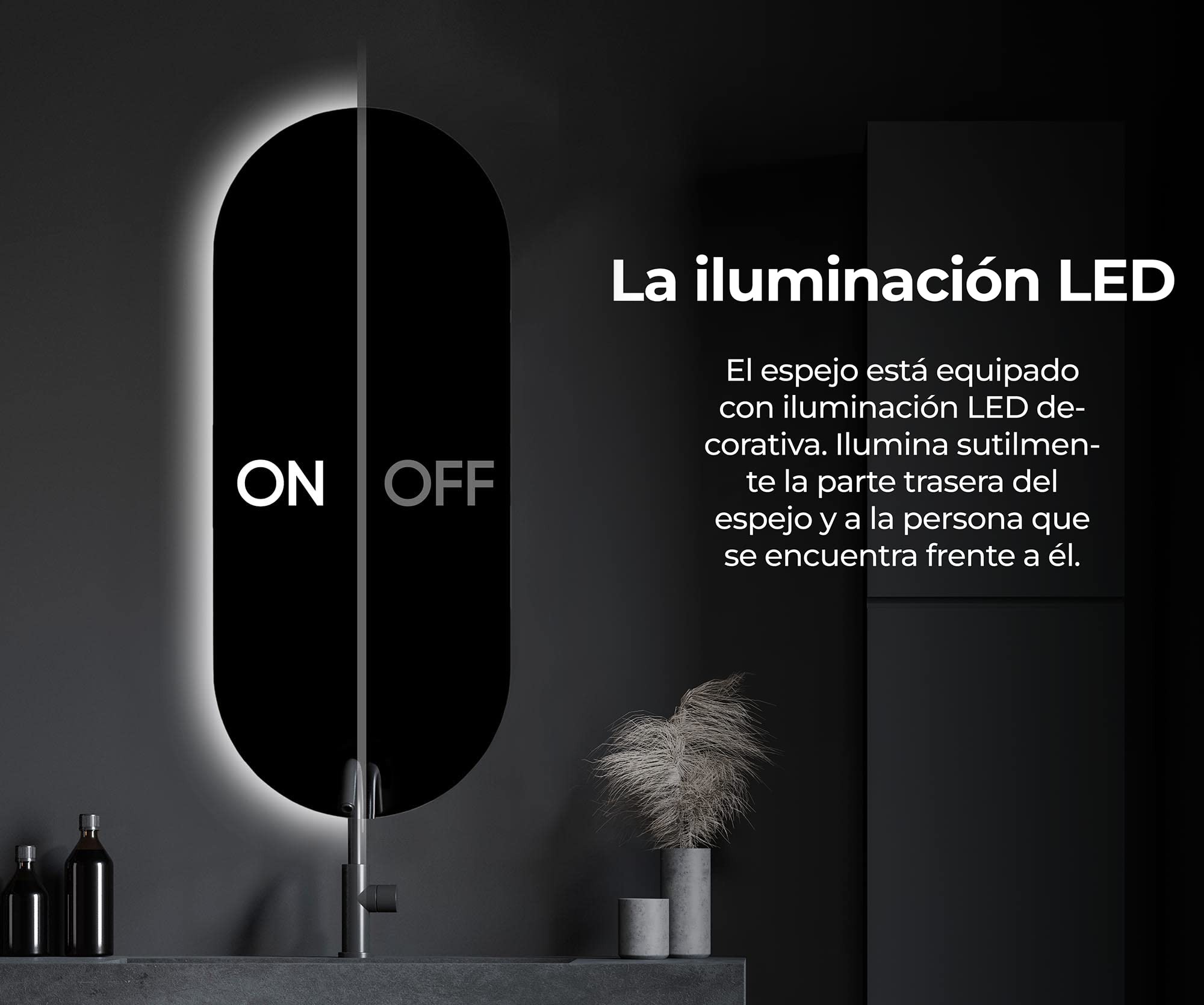 A ARTFORMA Premium Espejo de Baño con Iluminación LED - 110x80 - Luz Espejo de Pared - Diferentes tamaños - retroiluminado Iluminado - T106