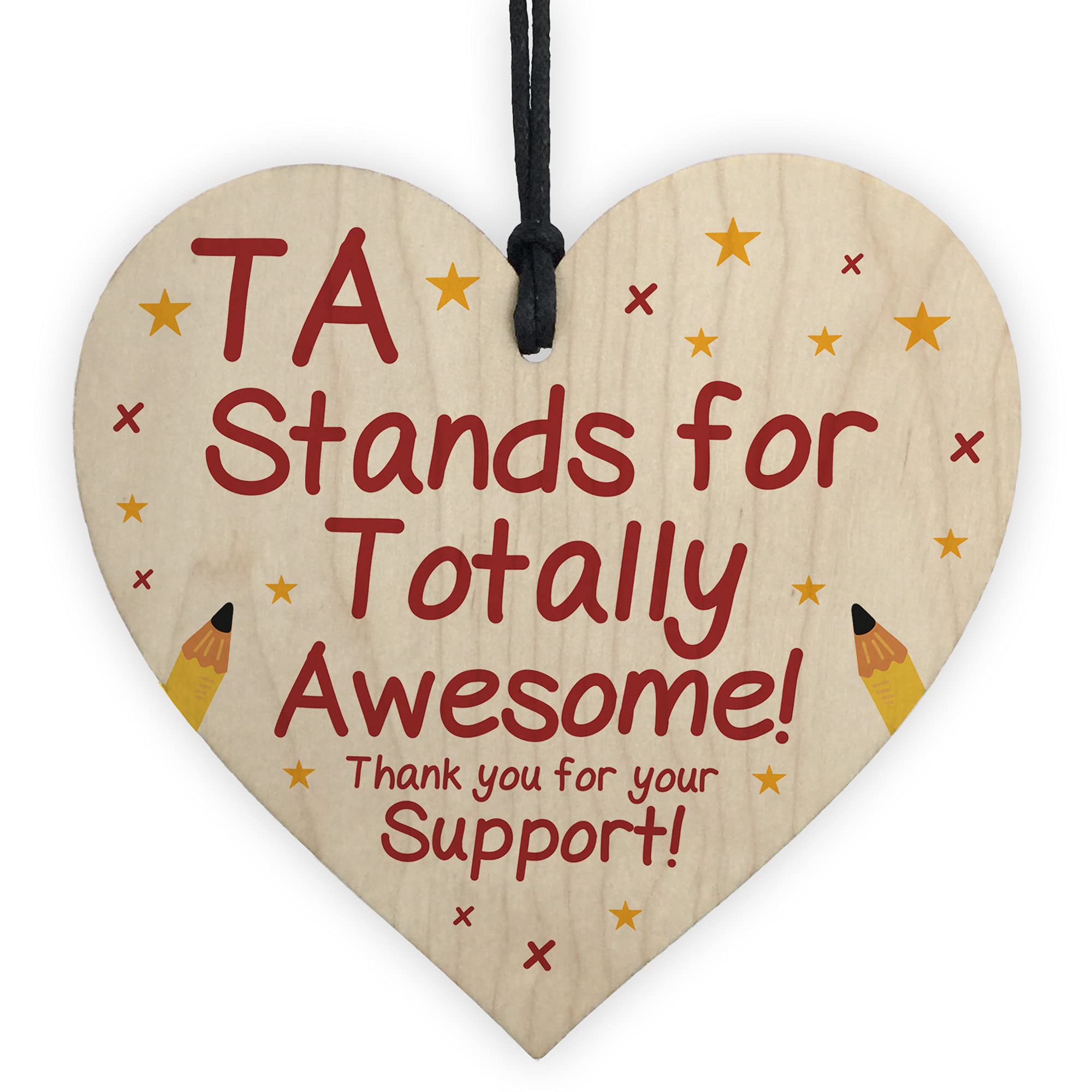 RED OCEAN Teaching Assistant Gifts Wood Heart Thank You Gift Leaving School End Of Term Gifts