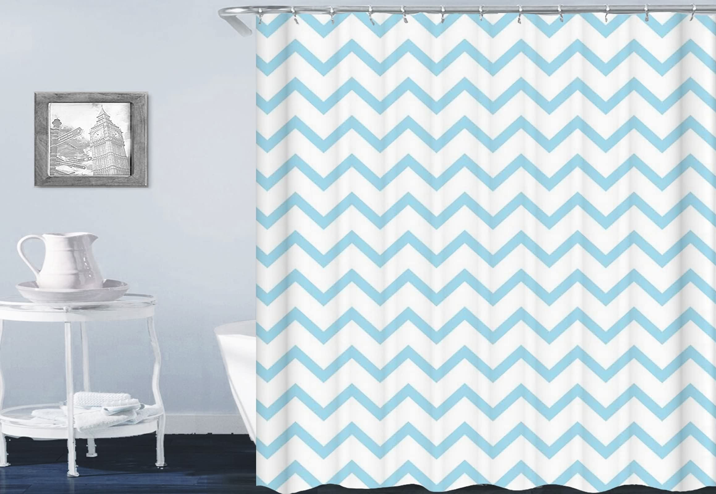 Gualiy Cortinas de ducha de poliéster, diseño de rayas onduladas, multicolor, 165 x 200 cm