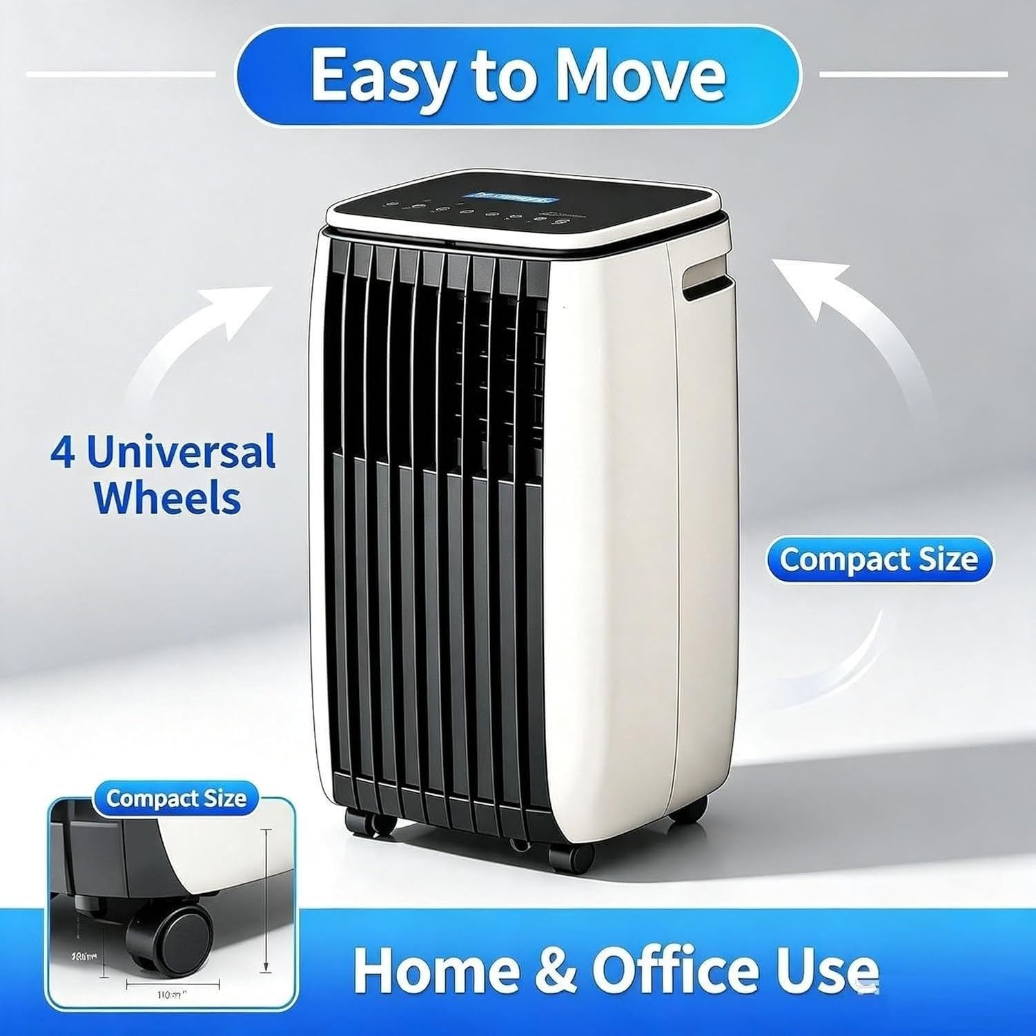 Aire Acondicionado Portátil 14000 BTU, 2 en 1 Frío y Calor, Unidad Móvil Autónoma con Ruedas y Mando a Distancia, Equipo de Clima para Todo el Año, C+hot & Cold 12000 Btu, C+Hot & Cold 12000 BTU