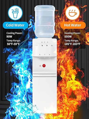 Miniatura 5 de Dispensador de enfriador de agua de carga superior, dispensador de enfriador de agua caliente y fría, capacidad para botellas de 3 o 5 galones, con