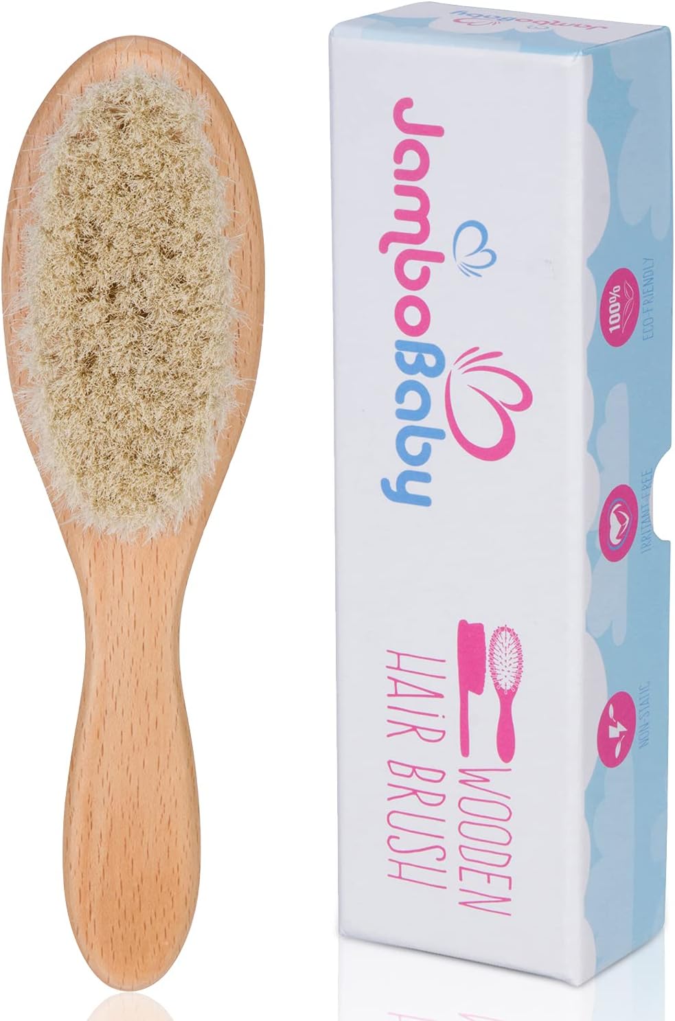 Hair Brush Set for Toddlers, Infants, Babies – Natural Goat Hair Bristles for Fine Hair – Detangling Cradle Cup Massage Brush