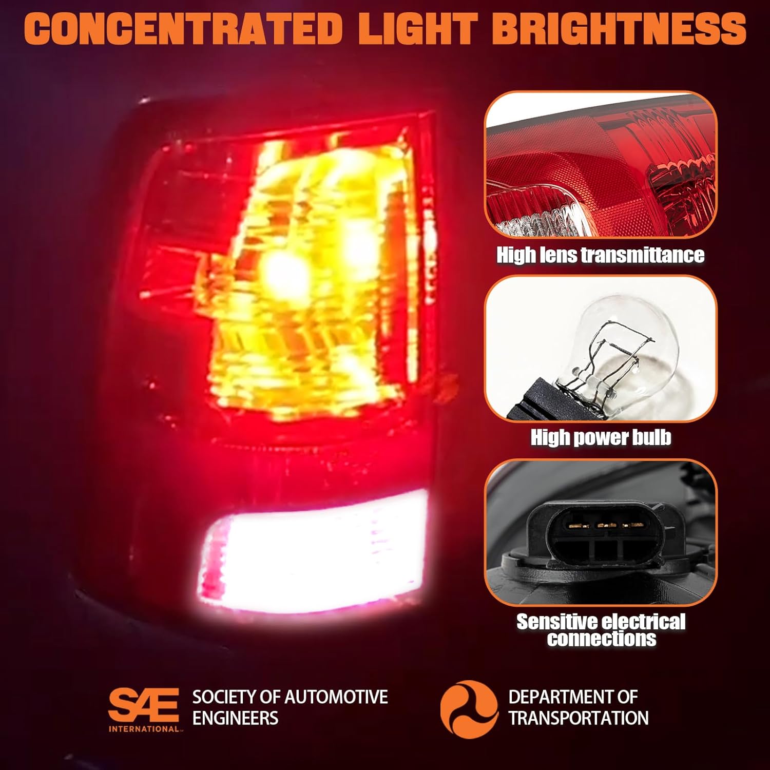 Tail Lights Fit Dodge Ram 1500 2500 3500 2009 2010 2011 2012 2013 2014 2015 2016 2017 2018 Rear Brake Back Up Cover Taillights Lens Assembly Left Driver Right Paeenger Side (Lamp Included)