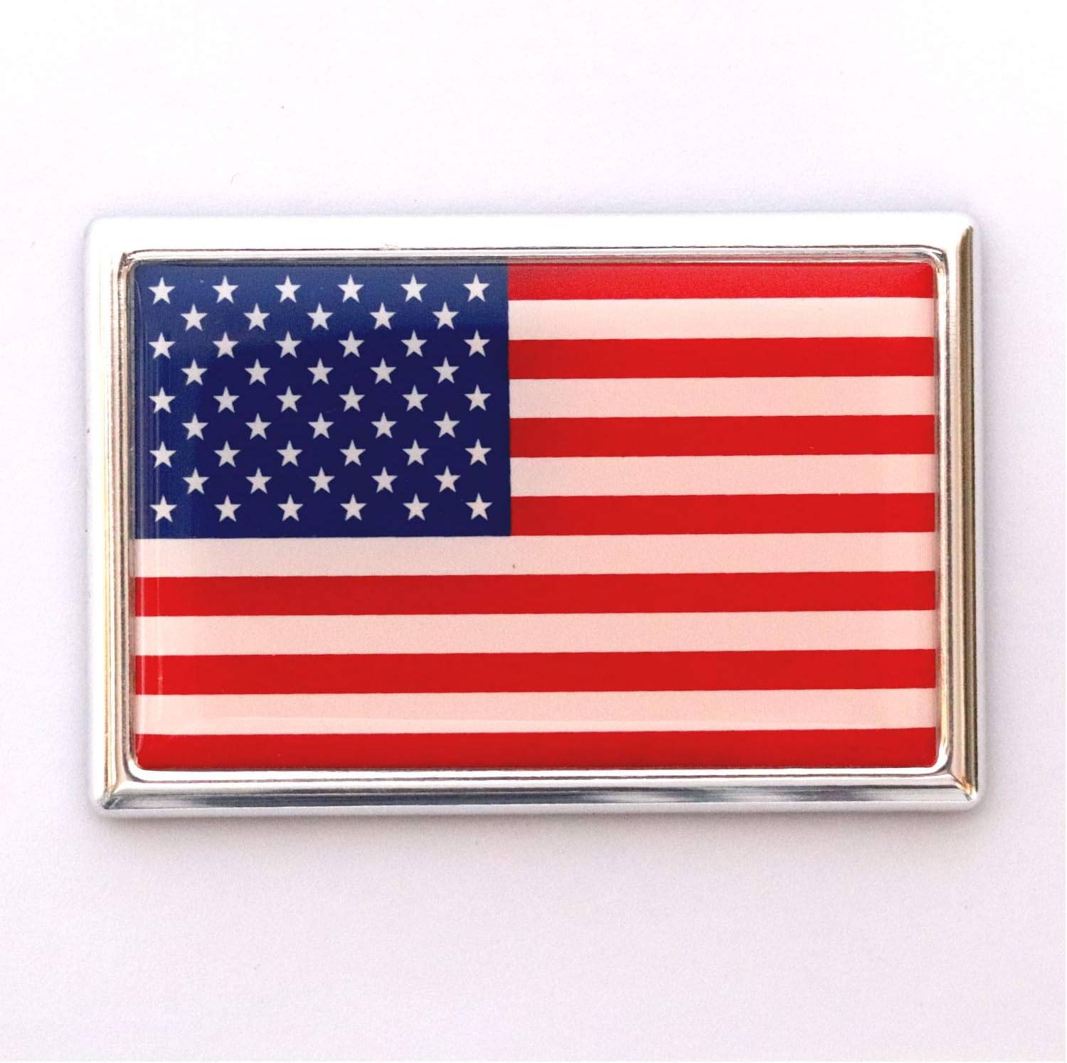 S2S Plastic ABS 3D USA Flag Badge Logo Car Bike Sticker, 5 x 8 cm, Chrome