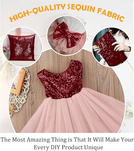 Vista 124 de Pardecor The Yard - Tela de malla con purpurina para coser, paño brillante (2 yardas, borgoña)