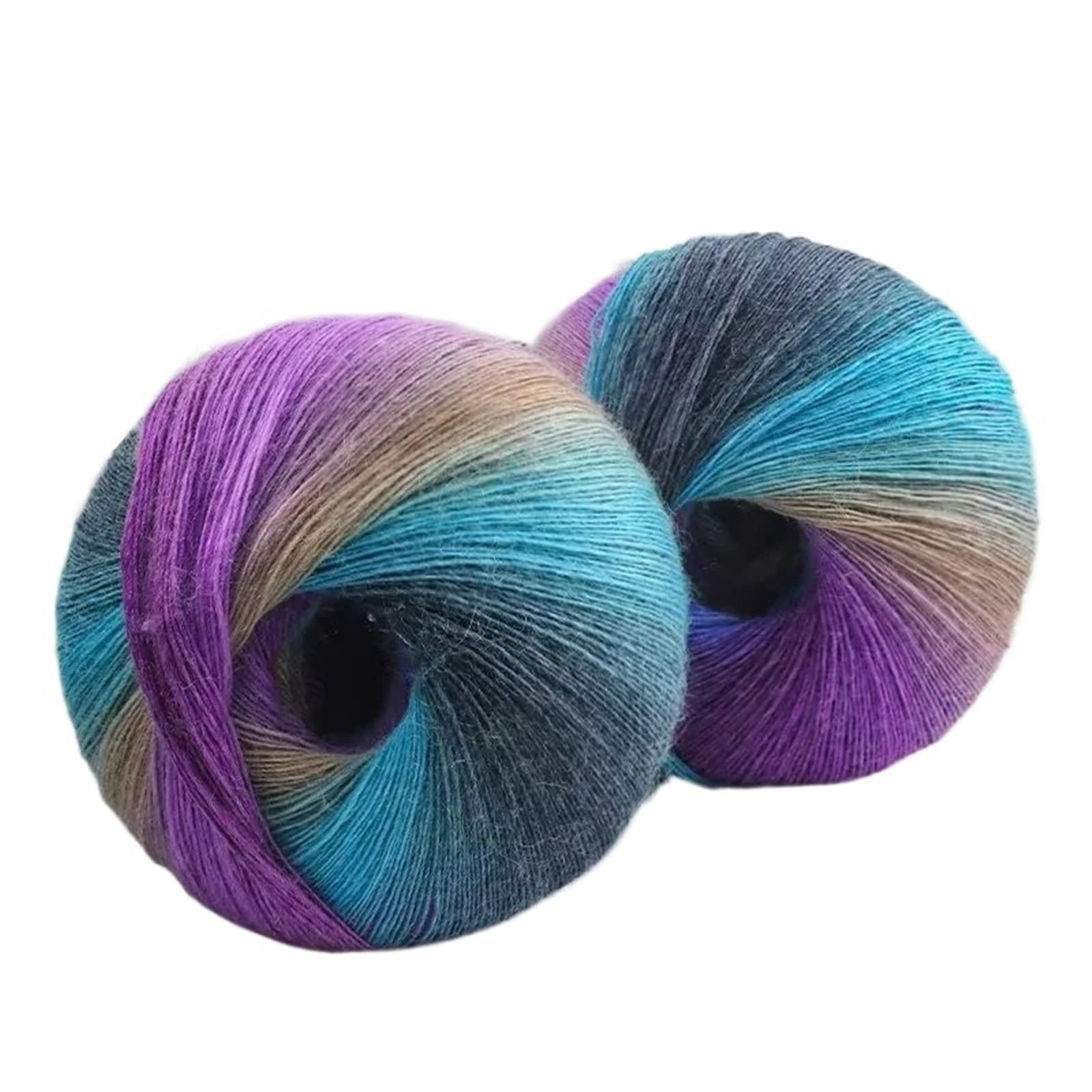 Hilo degradado Ovillos de hilo lana pura teñidos largos arcoíris degradado multicolor 400g, 2 ovillos grandes, ganchillo for tejer hecho a mano para suéteres, bufandas(Color5)