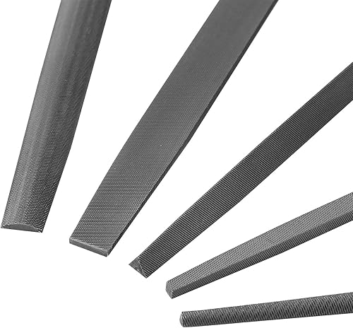 Miniatura 6 de Juego de limas de acero al carbono con asas de madera para madera, metal, plástico, 5 piezas (lima de acero, grande)