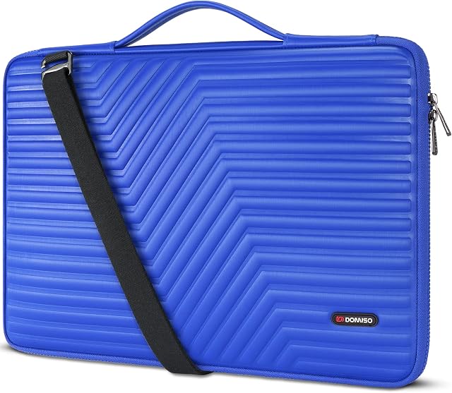 DOMISO 17 inch Laptop Sleeve Shoulder Bag EVA Shockproof Case Waterproof Protective for 17.3" Dell Inspiron/MSI GS73VR Stealth Pro/Lenovo IdeaPad 320 321/HP Envy 17/LG Gram 17",Blue