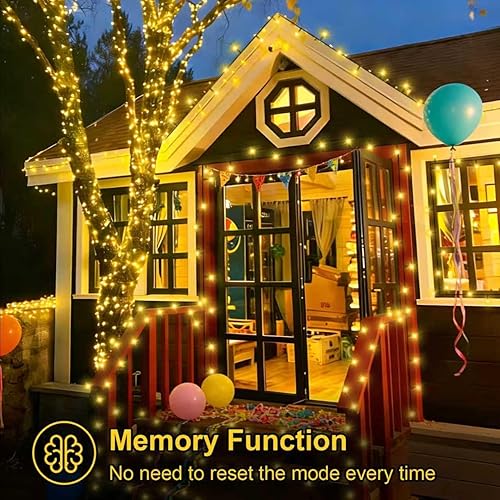 Miniatura 4 de QITONG 500 luces LED de Navidad de color blanco cálido, tira de luces de Navidad de 165 pies para exteriores, impermeable, con enchufe, cable verde,