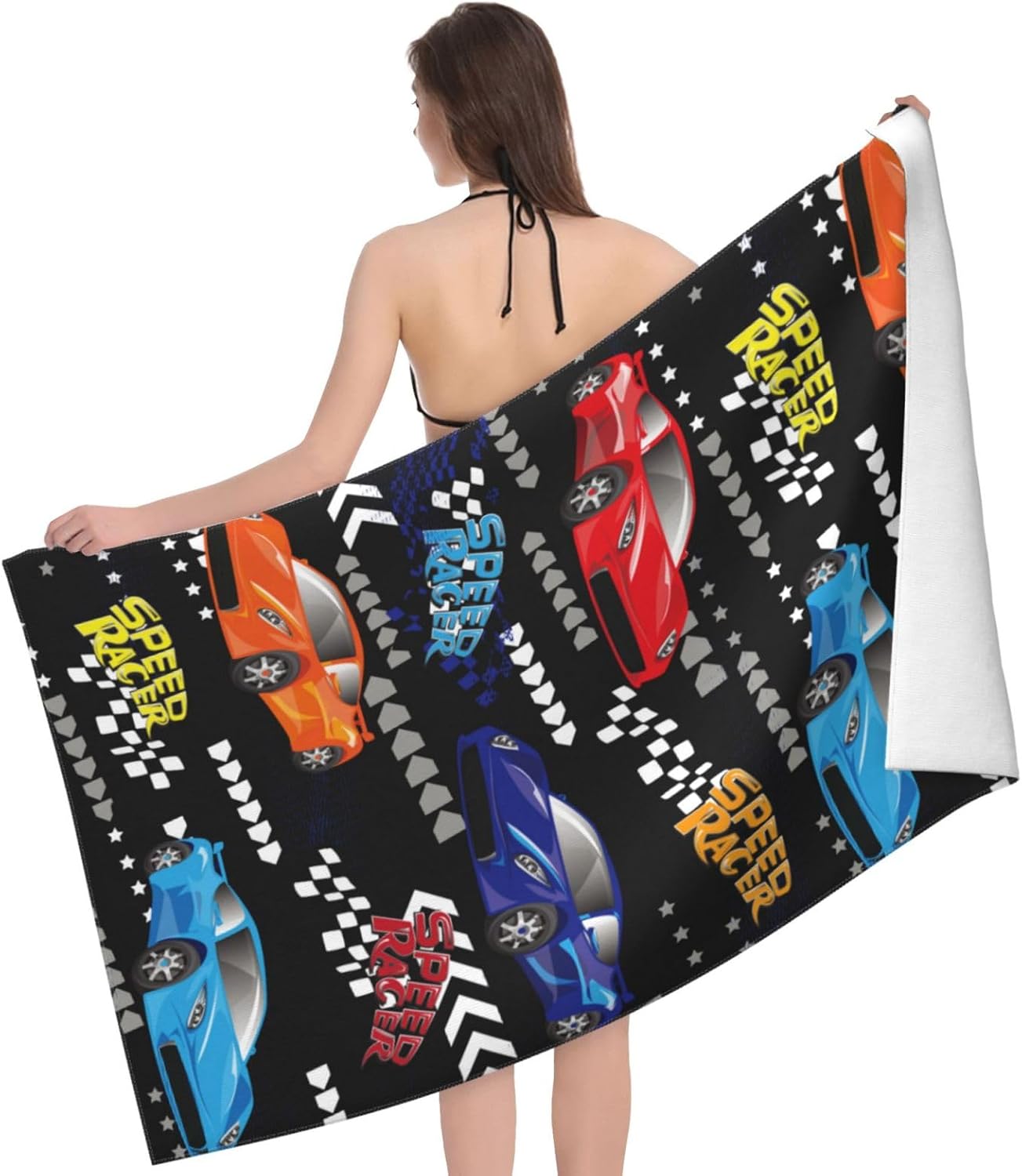Cool Grunge Racing Car Beach Towel Quick Dry Microfiber Bath Towels for Bathroom Soft Sand Free Beach Towels Summer Essentials Travel Swimming Decor Gifts for Men Boys