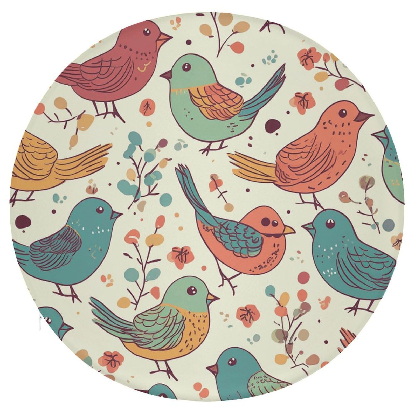 Wsoihfec Style Bird Cute Seat Cushion Round Chair Pad