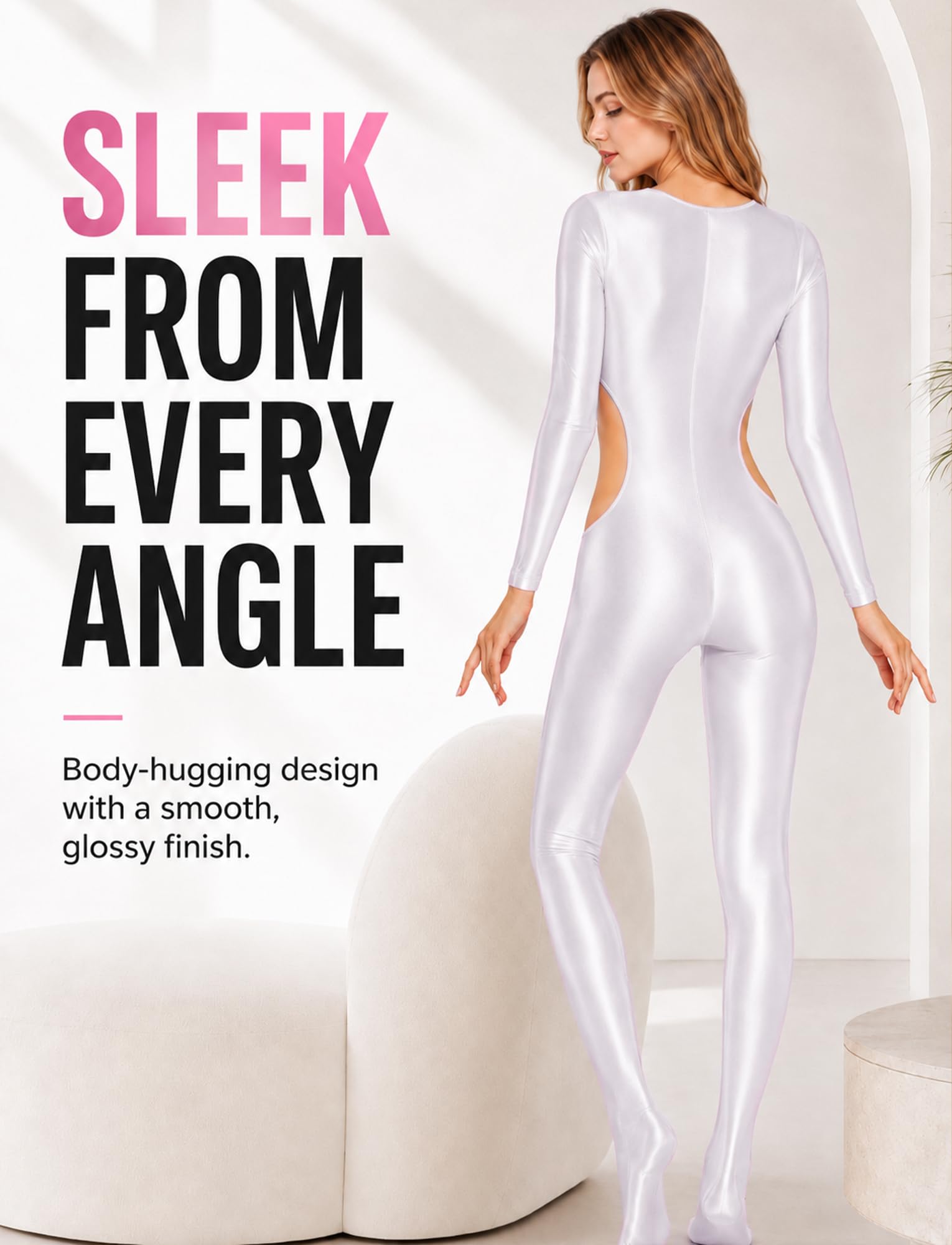 Tuta sexy da donna, con glitter, a lunghezza intera, trasparente, a maniche lunghe, lucida, per discoteca, danza, danza, elegante, per club, feste, sport, M-XL
