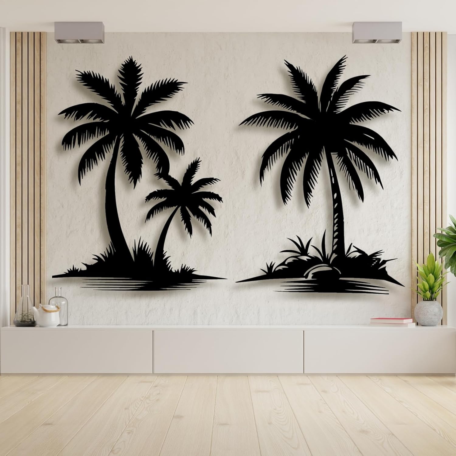 Metal Palm Tree Wall Decor,Palm Tree Metal Wall Art,Metal Palm Tree,Palm Tree Metal Wall Decor,Tropical Metal Wall Art,Beach Wall Decort,Palm Tree Bathroom Decor (black,81 L" x 55 W" / 206 x 140 cm)