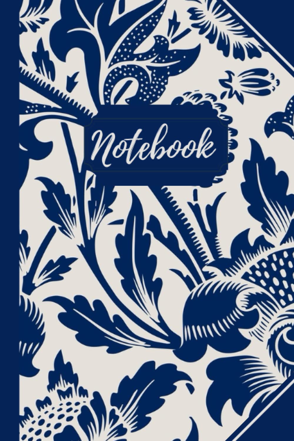William Morris Inspired Blue Thistle Notebook: 120 Lined Journal Pages