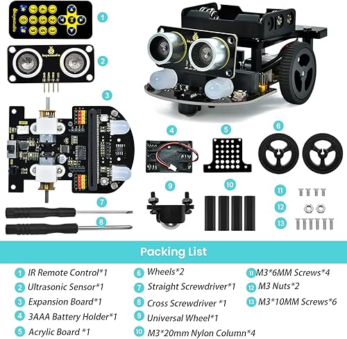 Miniatura 7 de KEYESTUDIO Micro:bit V2 Robot Starter Kit (sin Microbit) para Makecode y Python