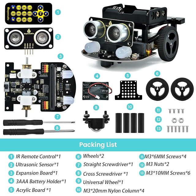 Foto 6 de 8 de KEYESTUDIO BBC Micro:bit V2 Car Kit (Micro bit Board No Incluido) Robot de codificación para Adolescentes…