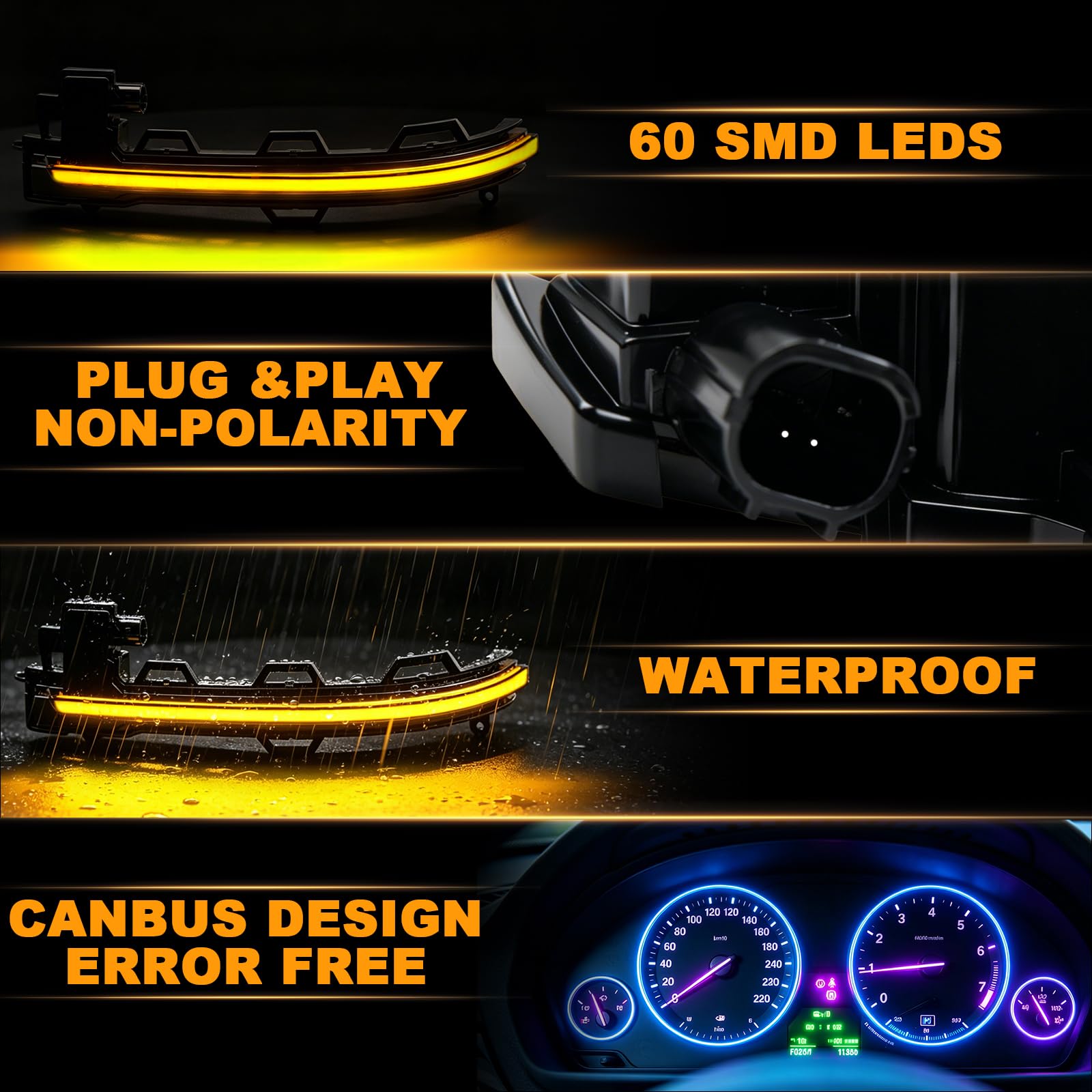 2 Piezas intermitente retrovisor laterales LED para BMW X3 F25 X4 F26 X5 F15 X6 F16, Luce Intermitente Lateral