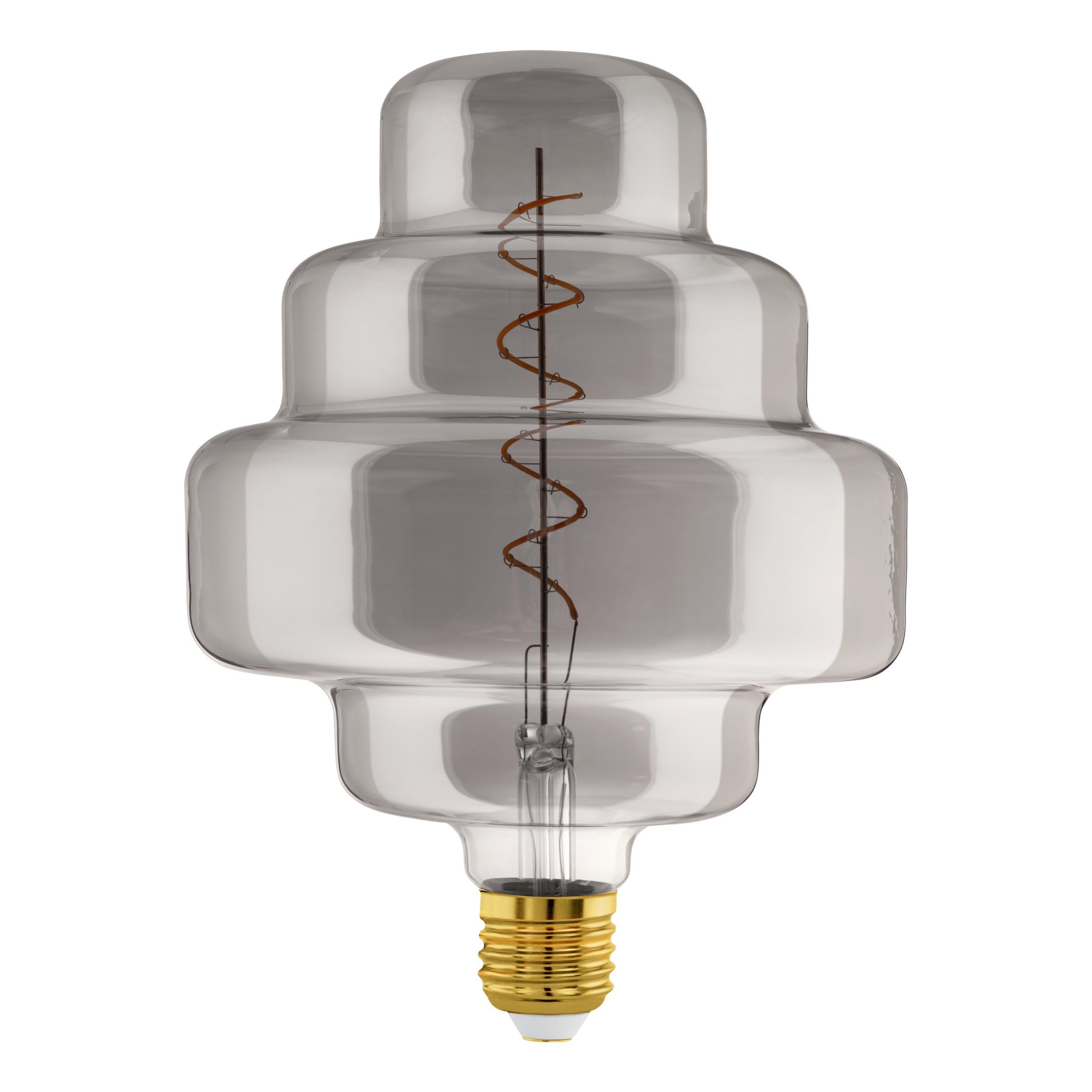 Eglo XXL E27 dimmable lamp, Spiral LED Retro Bulb Large Size, Extra-Large Vintage Decorative Light Made of Smoked Glass, 4 watts, 110 lumens, Warm White, 2000 K, Length 29 cm